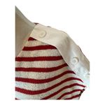 ZARA  Shirt Women Medium Red White Striped Knit Button‎ Shoulder Top Coastal Photo 3