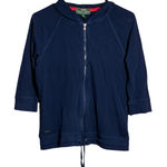 Ralph Lauren  Active Navy Blue Waffle Knit 3/4 Sleeve Zip Hoodie Womens M Casual Photo 0