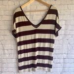Banana Republic purple & cream striped short sleeve top women’s size S Photo 0