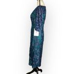JS Collections  Celeste Knee Length Dress Women's 4 Blue Green Embroidered NWT Photo 3