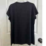 New York & Co. NY&C Black Cap Sleeve Stretch Henley Top Metallic Buttons M Photo 1