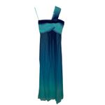 BCBGMAXAZRIA 2000s BCBG Max Azria Teal Blue Ombre One-Shoulder Chiffon Evening Gown – Size 0 Photo 1