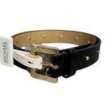Michael Kors  Studded Black & Gold Leather Belt - 33.25-39.25” Length $78 New Photo 0