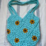 Crochet Handbag Sunflower With Aqua! Blue Photo 1