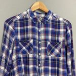 Caslon Shirt Women Plaid Cotton Viscose Size Small Long Sleeve Blue White Red Photo 3