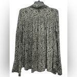 Free People  Modern Muse Snakeskin Blouse Size Medium Tie Detail Button Front Photo 1