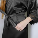 BLACK LACE TRIM DAINTY ROBE size XXL kimono bride bridesmaid NWT Photo 8