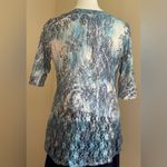 Papa Vancouver Blues White Lace /Sheer V Neck Floral Design Blouse Sz XL Blue Photo 6
