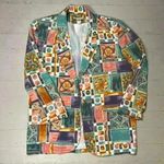 Vtg Jordana Colorful Patterned Women’s Blazer 3/4 Sleeve Made In The USA Blue Photo 0