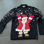 Susan Bristol  Christmas Santa Embroidered Sweater Size Medium Photo 0