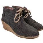 Toms  Espadrille Wedge Ankle Booties Fabric Lace Up Blue Combo 5.5 Photo 0