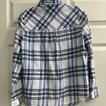 Forever 21  Womens White and Blue Flannel Button Down Shirt - Size Medium - VGUC Photo 1