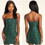 Lulus LULU’S Flirty Vibes Teal Sparkly Ruched Bodycon Mini Dress Photo 1