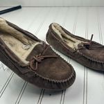 UGG  “Olsen” Women's Suede Moccasin Slippers – Size 7(Brown, Shearling-Lined) Photo 2