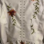 Beautiful leather and embroidered jacket Cream women’s size s Photo 2