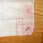 Vintage‎ Embroidered Floral Handkerchief Pink Photo 3
