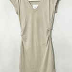 Athleta cotton shortsleeve Vneck effortless tee dress ecru sandy beige khaki Photo 0