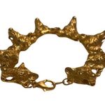 New Vintage Unique Wolf Heads Linked Bracelet Strength Freedom Gold Photo 7