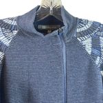 Title Nine Women’s M Full Zip Sweater Jacket Blue Cotton Blend Geometric Sleeve Photo 1