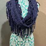 Charming Charlie Western infinity navy blue tassel scarf with silver accent  Photo 0