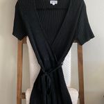 superdown black ribbed waist tie short sleeve knit romper Photo 0