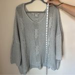 American Rag  Sweater Women's Size XL V-neck Open Cable Knit Grey Oversized Photo 1