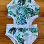 White Cutout One Piece Swimsuit Size M Photo 0