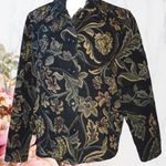 Sarah B Studio medium floral print tapestry jacket~ Sz Large Black Photo 0