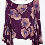 We The Free Birds Of Paradise Printed Flared Sleeve Top Boho Off the Shoulder M Photo 0