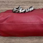 BCBG Paris Satchel Handbag with scarf wrapped strap handles. Red Photo 5