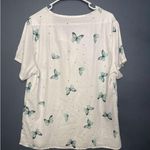 Butterfly Half Button Up XL Sheer Top Boho Preppy Swimsuit Coverup Lightweight White Photo 1