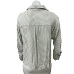 ZARA  Green Striped Collared Long Sleeve Button Down Crop Shirt Blouse Top Size L Photo 1