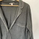 Victoria's Secret gray pink sleepwear long sleeved button down shirt women's L Photo 1