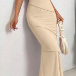 SheIn Cream fitted maxi dress  Photo 0