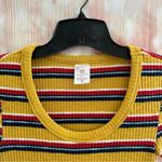 No Boundaries Juniors Mustard Yellow Ribbed Short Sleeve Striped Scoop Neck Top Photo 4