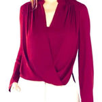 BCBGMAXAZRIA Y2K Red/Pink Jaclyn Surplice High Low Blouse Size XXS Photo 0