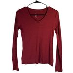 A New Day Maroon Crew Neck Long Sleeve Cotton Blend T-Shirt Women Sz XS Photo 0