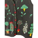 Vintage OHI Christmas Sweater Vest beaded Embroidery Size Small Black Photo 1