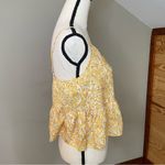 Zaful Yellow Floral Spaghetti Strap Ruffle Peplum Crop Top Photo 11