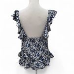 Sugar Lips Blue & White Floral Ruffle Tank Size Medium Photo 4