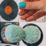 Light Teal Blue Pom Pom Earrings Photo 4