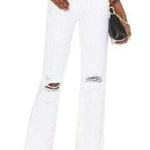 Rollas Layla high rise straight white distressed knee jeans size 27 Photo 0