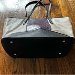 Nine West Taupe Purple Snake Print Shoulder Tote Bag Photo 6