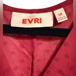 EVRI Maroon Long Sleeve Floral Pattern Blouse Sz 1X Red Photo 2