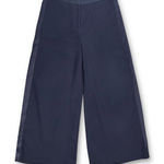 Boden Navy Wide Leg Cropped Pants with Satin Trim Women's 2R Blue Size 2 Photo 0