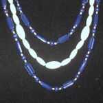 Vintage Lot of 2 Navy Blue & White Beaded Necklaces Photo 4