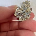 Vintage Silver Tone Enameled Flower Clip On Earrings Womens Estate Jewelry Photo 4