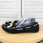 Banana Republic  Suede Moccasin Shoes Cream Bow Black 7 Flats Photo 1