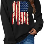 US Flag American Distressed Tee Hunt Sweater Large Black Photo 0