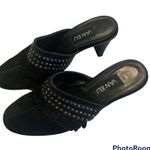 Vaneli Black Suede Studded Closed Toed Heeled Mules Size 8 Photo 4